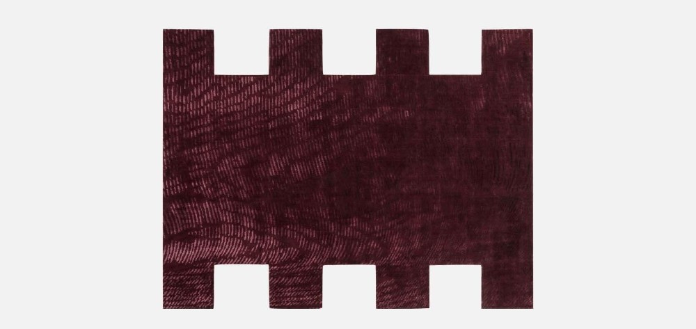Moiré Quadratic Burgundy Rug