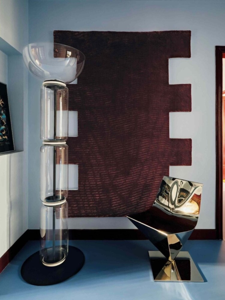 Moiré Quadratic Burgundy Rug