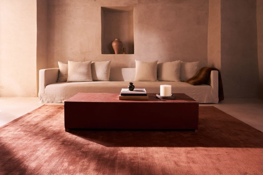 Handloom Cashmere Blend Low Pile Russet