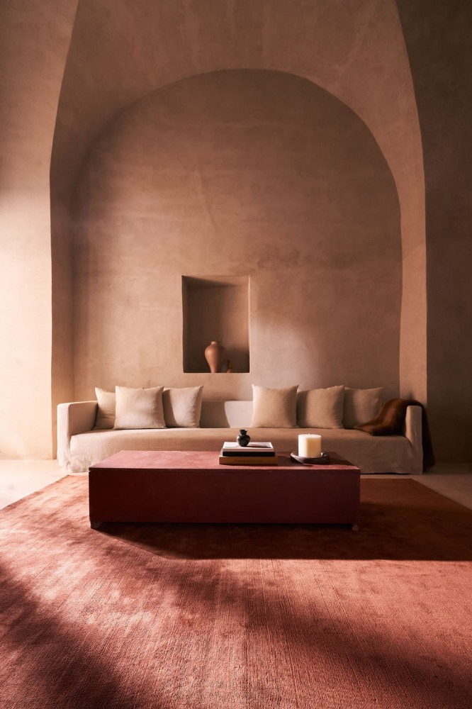 Handloom Cashmere Blend Low Pile Russet