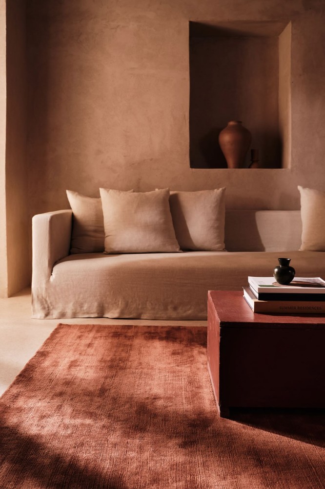 Handloom Cashmere Blend Low Pile Russet