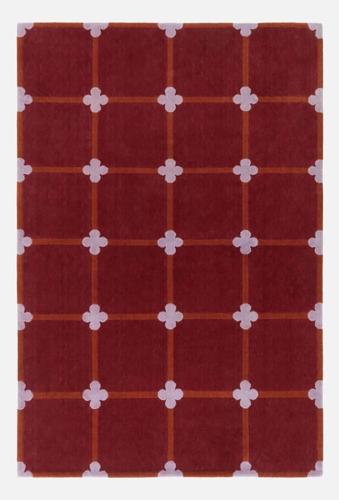 Flower Grid - Maroon