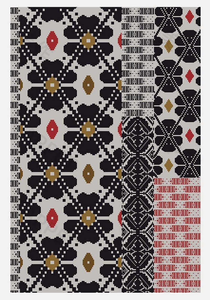 Sardinian Rug - Flowers Dark