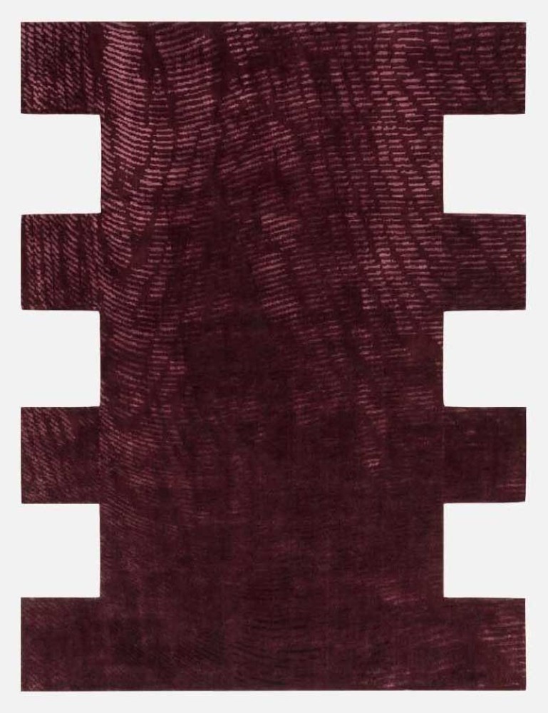 Moiré Quadratic Burgundy Rug