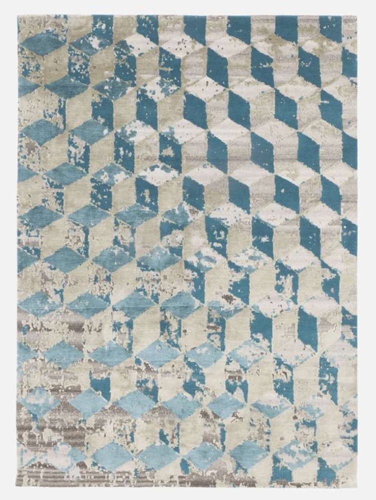 Infini Stucco Soie Rug - Petrol